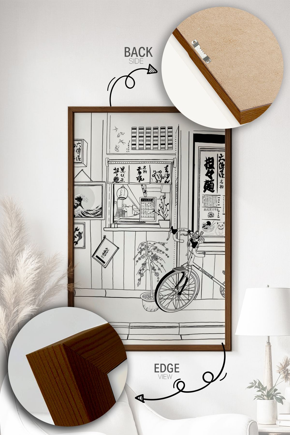 Quadro Decorativo Multicolor com Moldura de Madeira Maciça - Impressão Digital 33x48cm