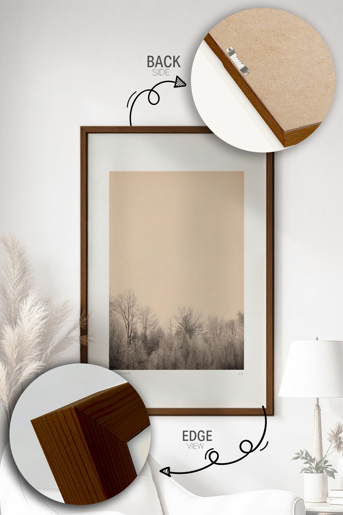 Quadro Decorativo Multicolor com Moldura de Madeira Maciça - Impressão Digital 33x48cm