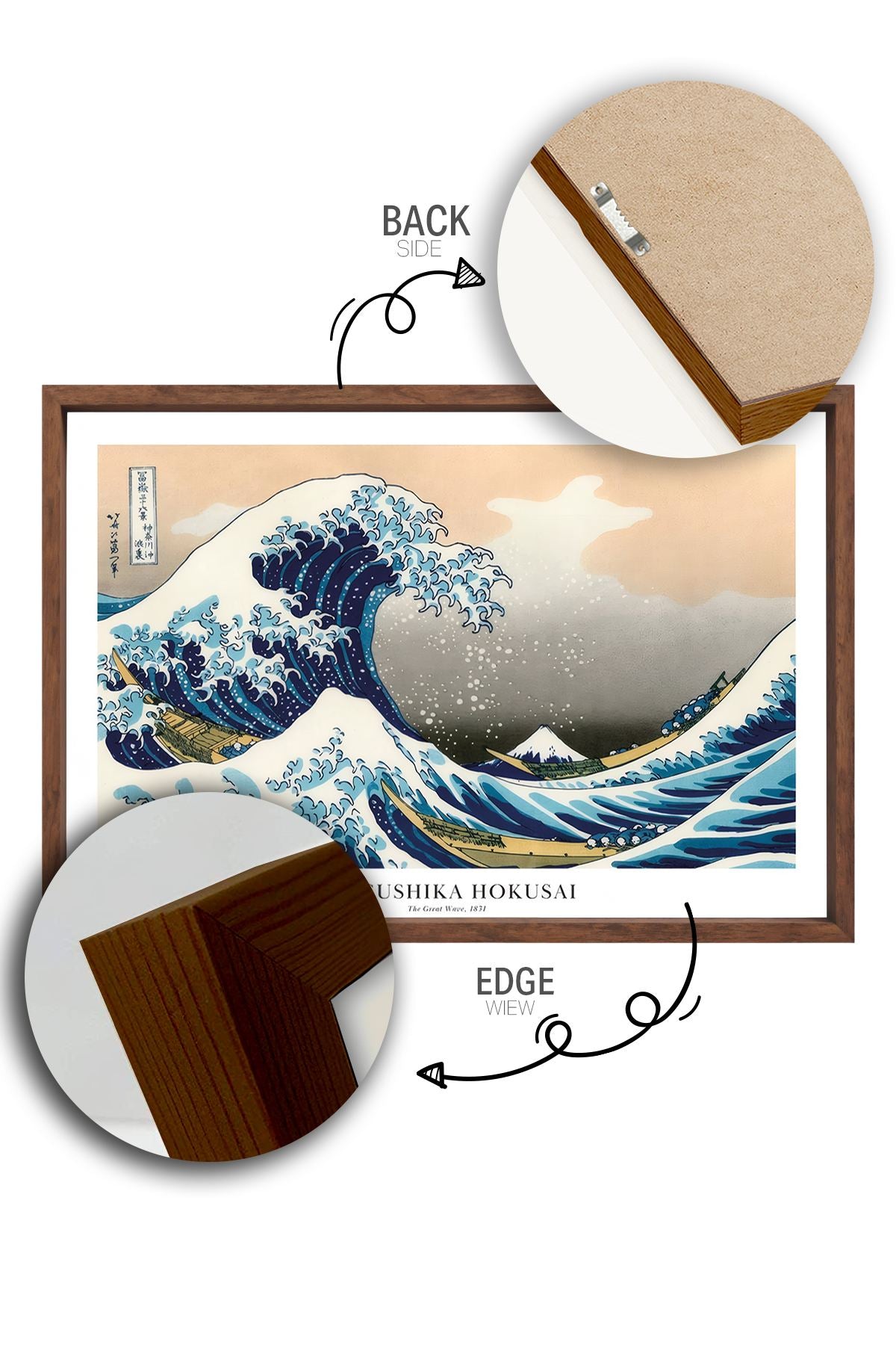 Quadro Decorativo Emoldurado Multicolor 33x48cm - Moldura Madeira Maciça 2cm