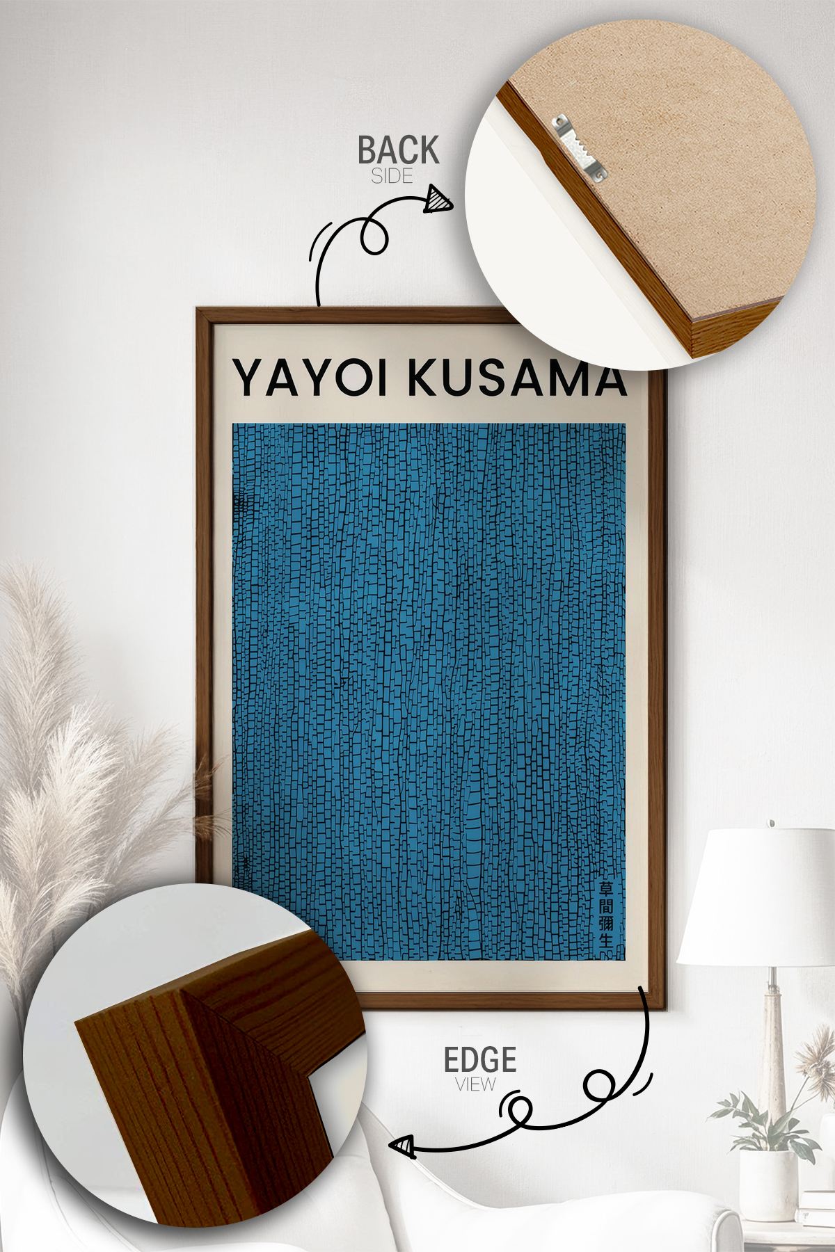 Quadro Decorativo Multicolor com Moldura de Madeira Maciça - Impressão Digital 33x48cm