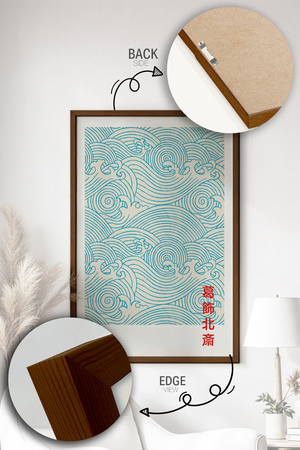 Quadro Decorativo Multicolor com Moldura de Madeira Maciça - Impressão Digital 33x48cm