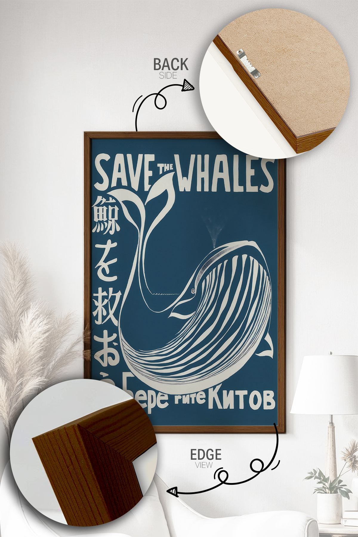 Quadro Decorativo Emoldurado Multicolor 33x48cm - Moldura Madeira Maciça - Arte Digital Premium