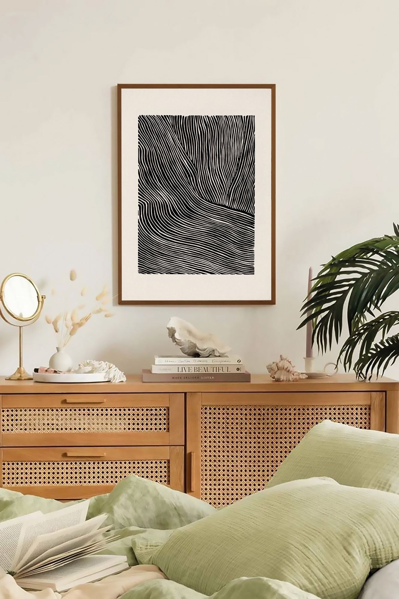 Quadro Decorativo Multicolor com Moldura de Madeira Maciça - Impressão Digital 33x48cm