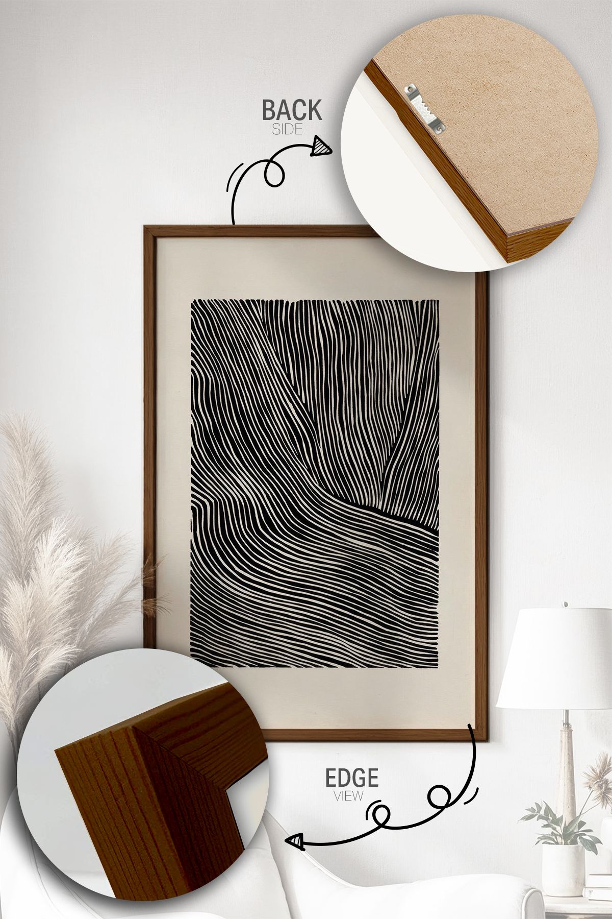 Quadro Decorativo Multicolor com Moldura de Madeira Maciça - Impressão Digital 33x48cm