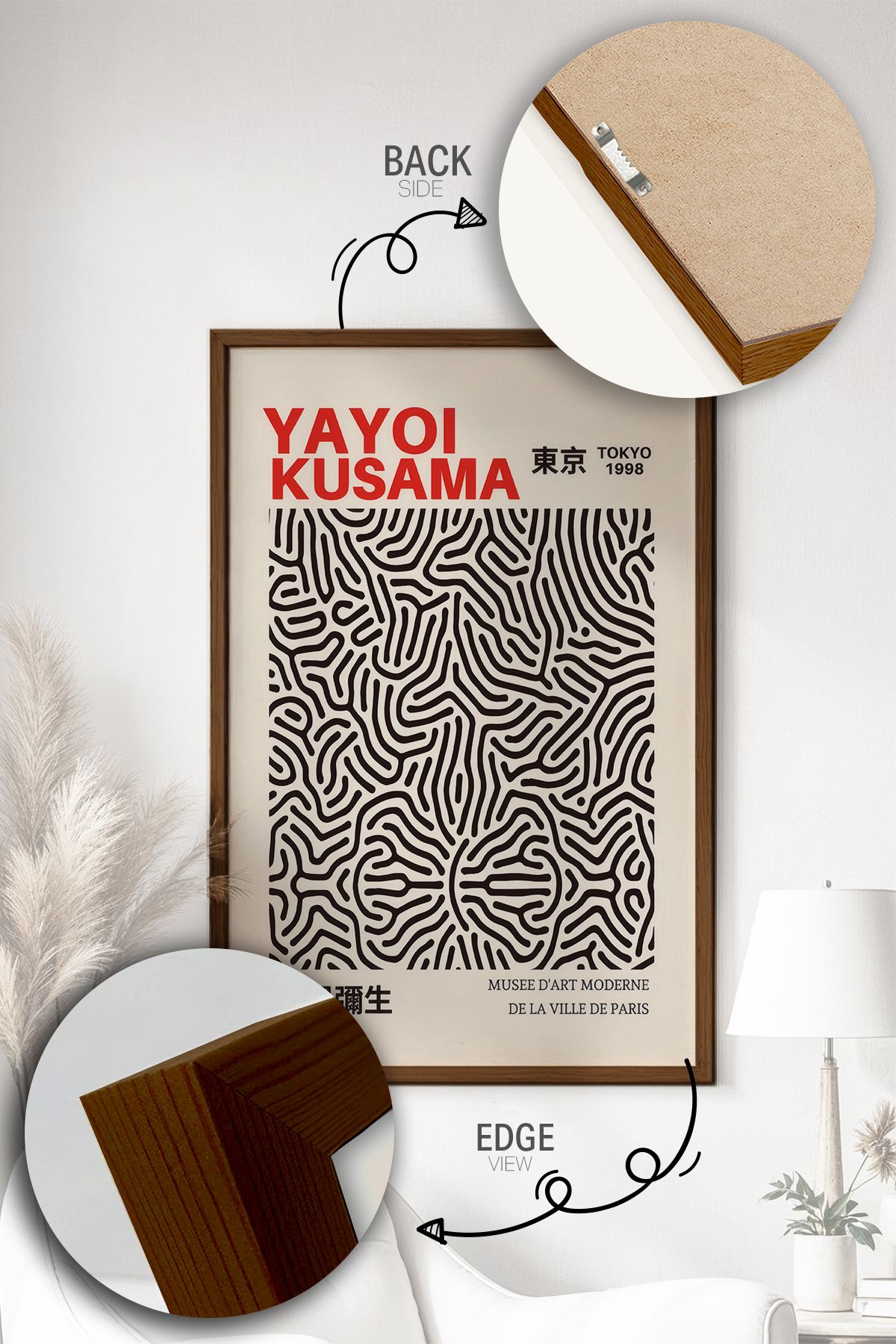 Quadro Decorativo Multicolor com Moldura de Madeira Maciça - Impressão Digital 33x48cm