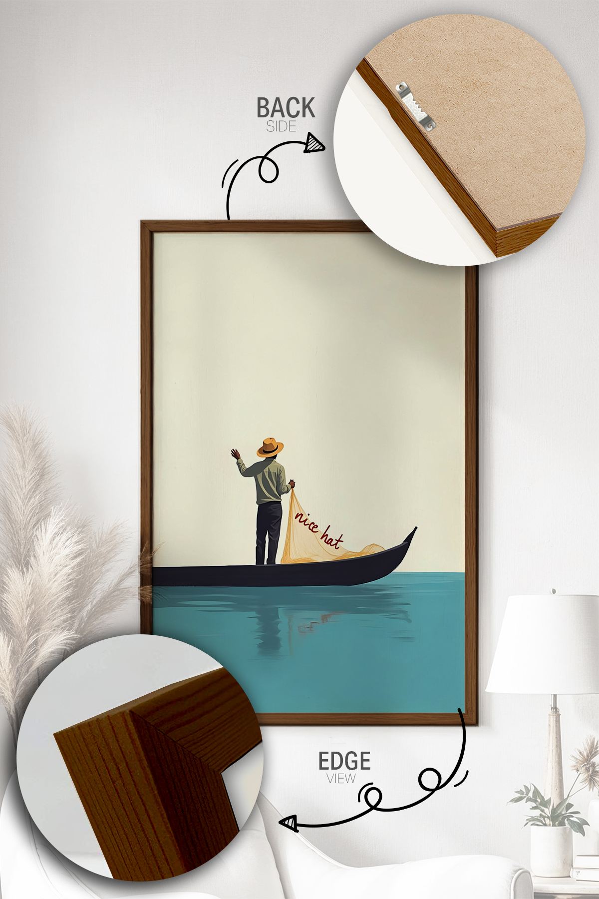 Quadro Decorativo Multicolor com Moldura de Madeira Maciça - Impressão Digital 33x48cm