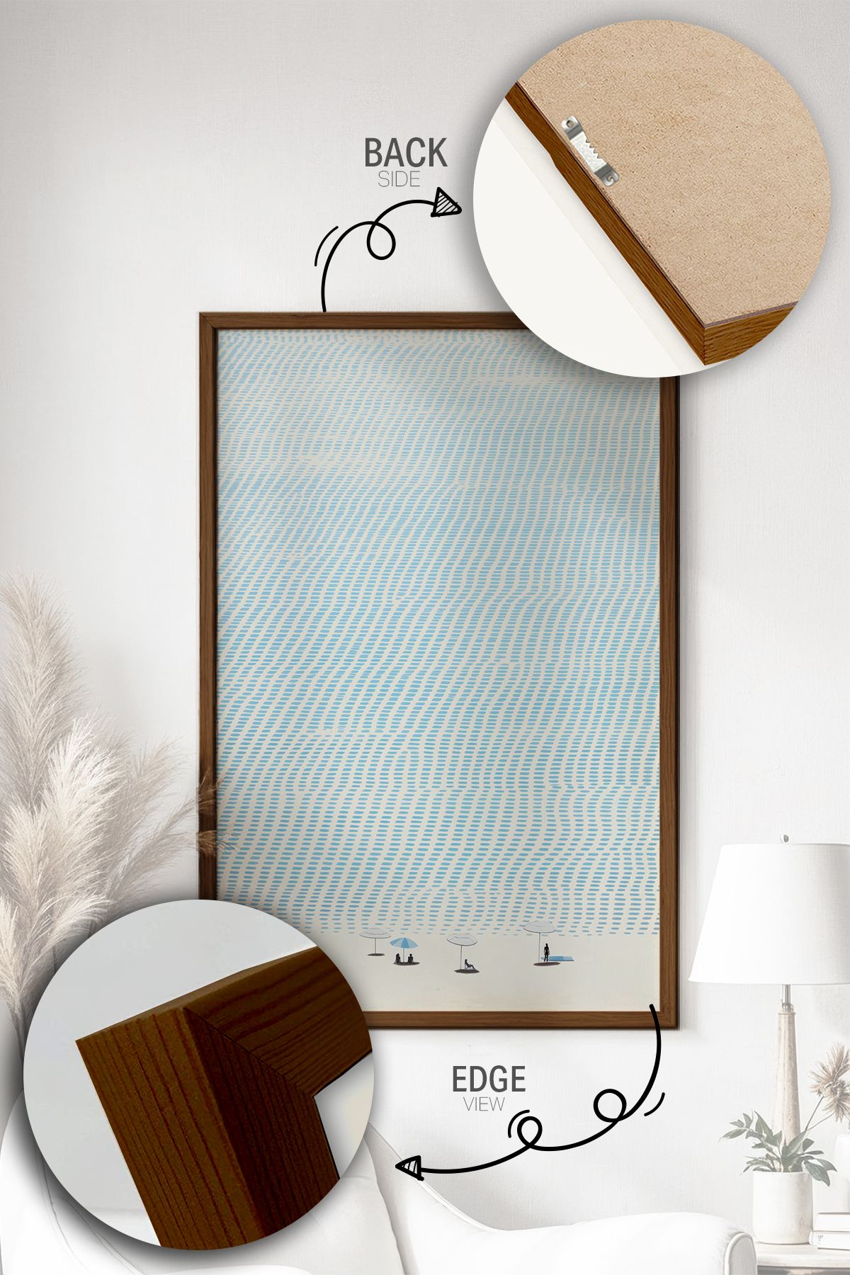 Quadro Decorativo Multicolor com Moldura de Madeira Maciça - Impressão Digital 33x48cm