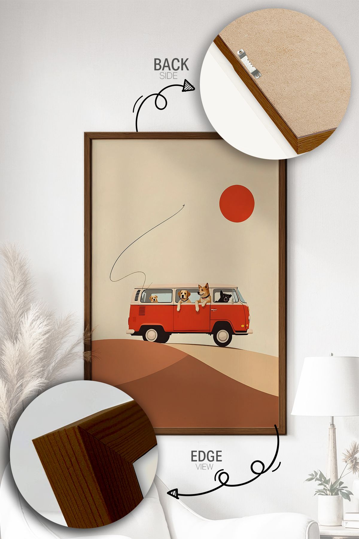 Quadro Decorativo Multicolor com Moldura de Madeira Maciça - Impressão Digital 33x48cm