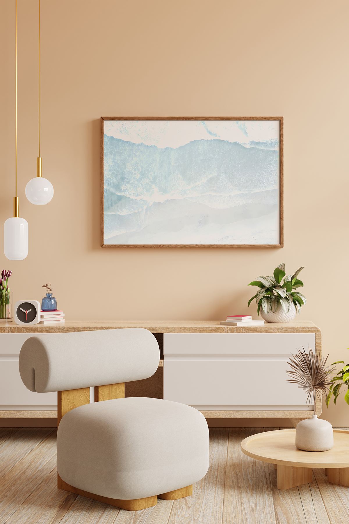 Quadro Decorativo Multicolor com Moldura de Madeira Maciça - Impressão Digital 33x48cm