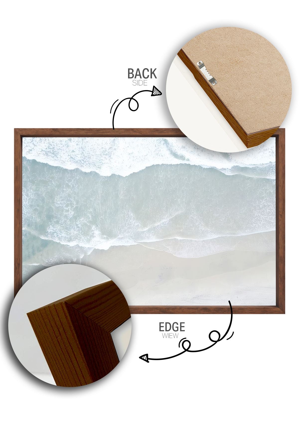 Quadro Decorativo Multicolor com Moldura de Madeira Maciça - Impressão Digital 33x48cm