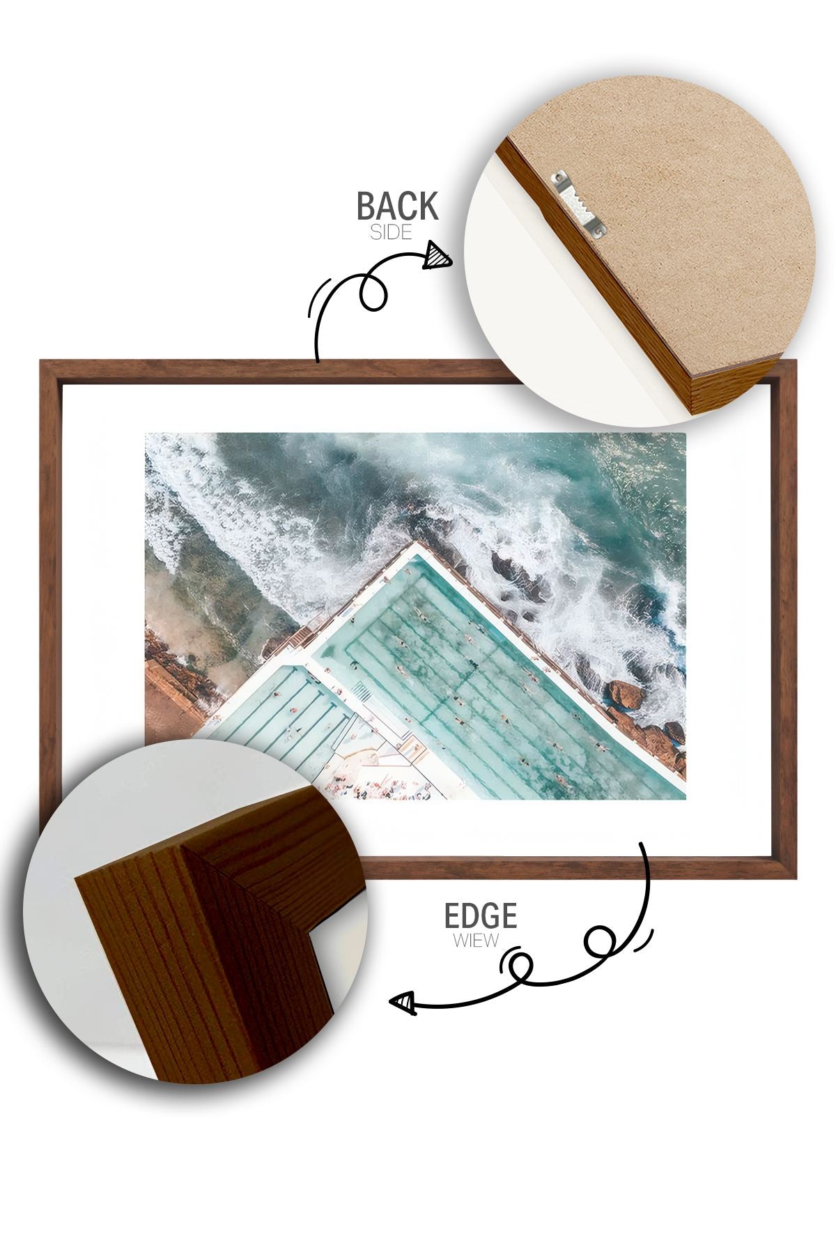 Quadro Decorativo Multicolor com Moldura de Madeira Maciça - Impressão Digital 33x48cm