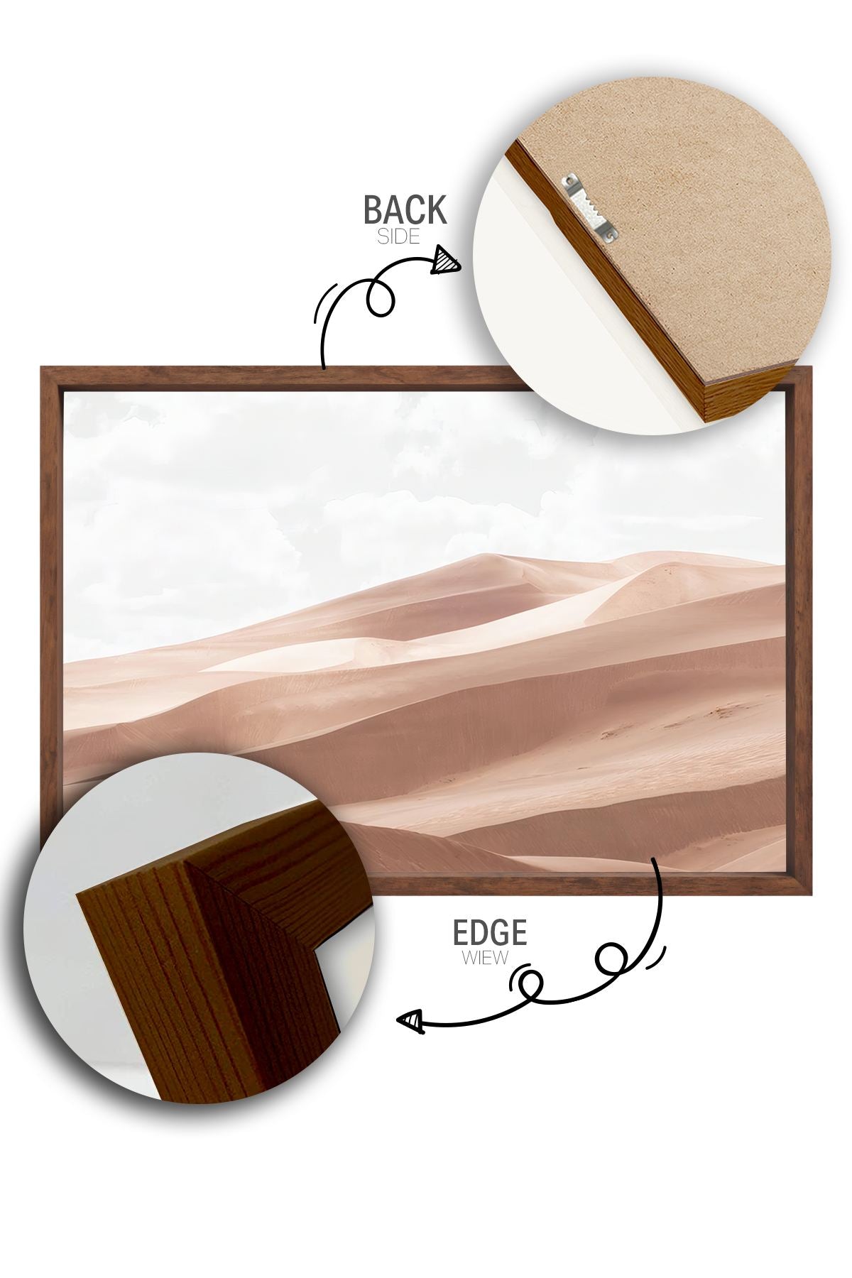 Quadro Decorativo Multicolor com Moldura de Madeira Maciça - Impressão Digital 33x48cm