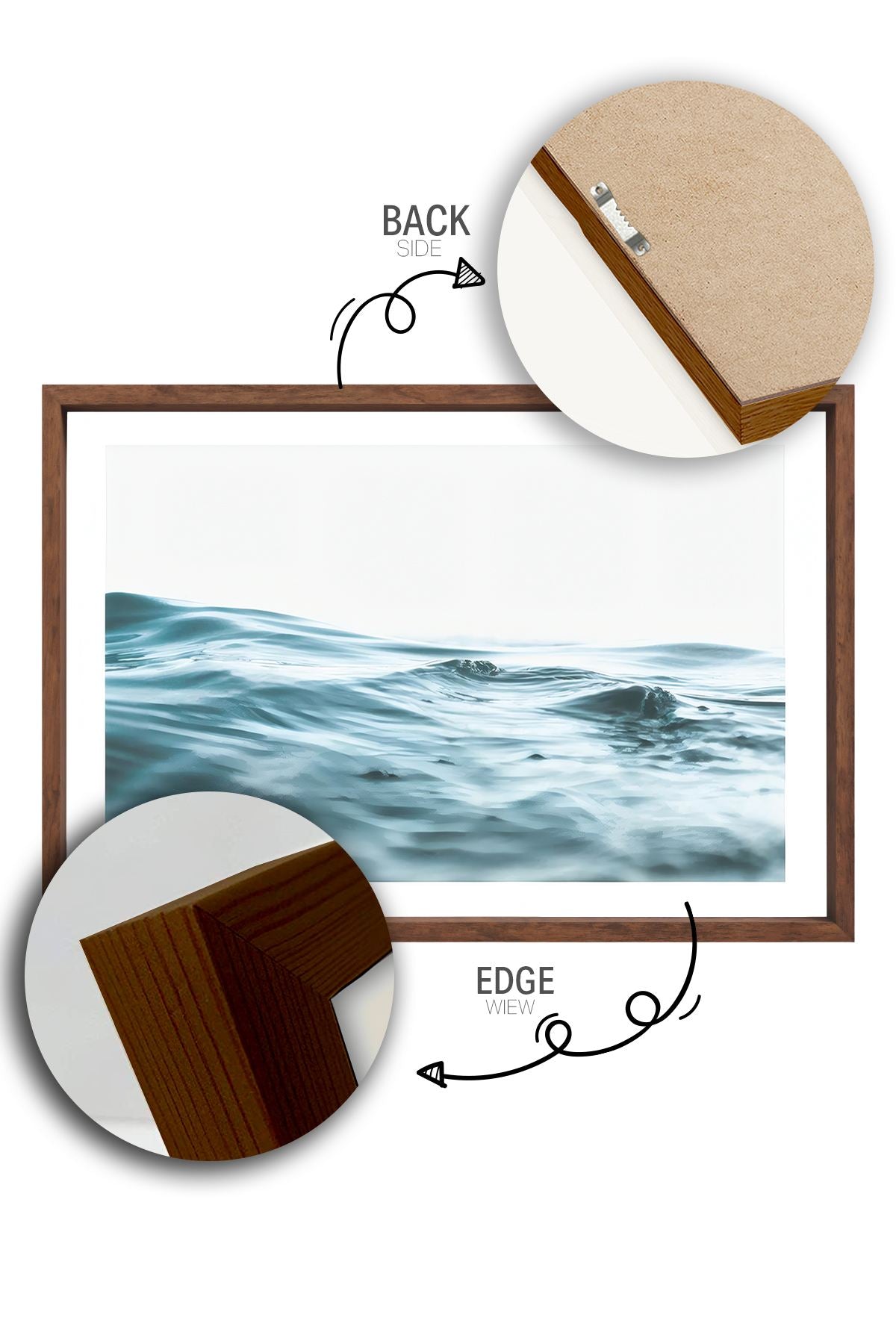 Quadro Decorativo Multicolor com Moldura de Madeira Maciça - Impressão Digital 33x48cm