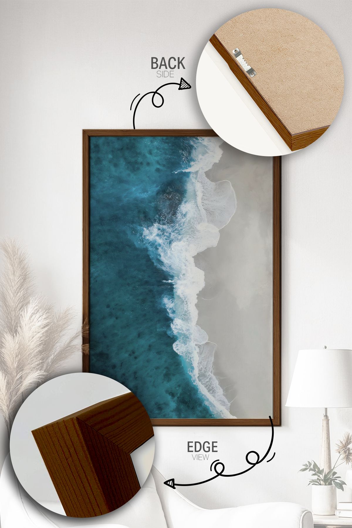 Quadro Decorativo Emoldurado Multicolor 33x48cm - Moldura Madeira Maciça - Arte Digital Premium