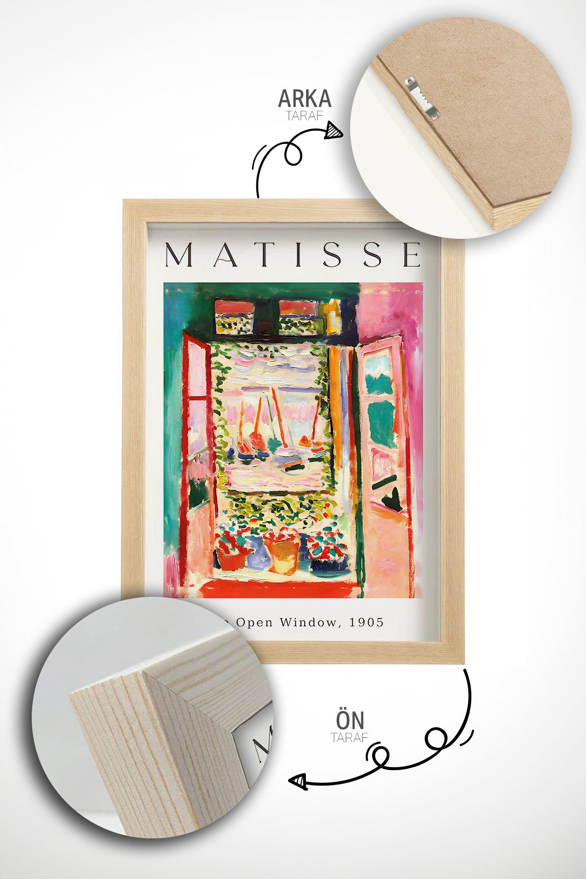 Quadro Decorativo Emoldurado em Madeira Maciça - Arte Multicolor 3 Peças 33x48cm