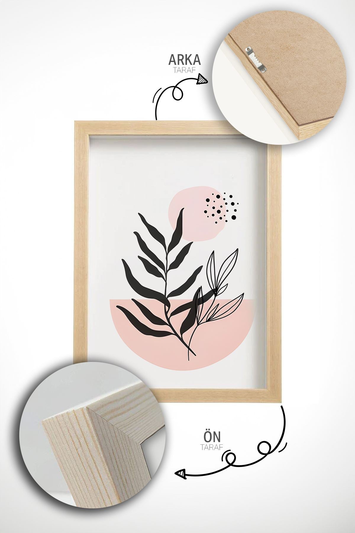 Quadro Decorativo Emoldurado Multicolor em Madeira Maciça - 3 Peças 33x48cm