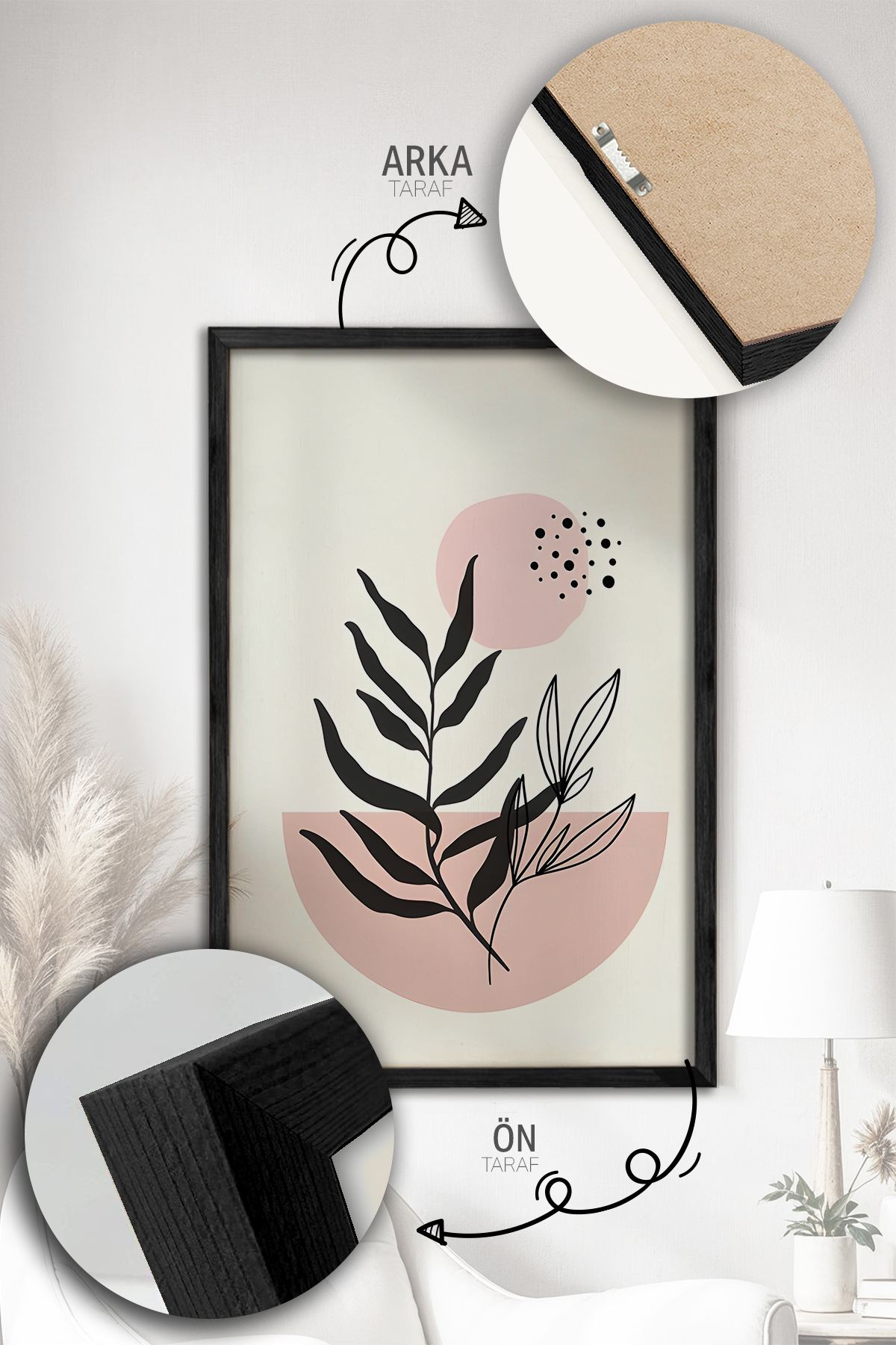 Conjunto de 3 Quadros Decorativos Multicolor com Moldura de Madeira Maciça - Arte Moderna para Parede 33x48cm