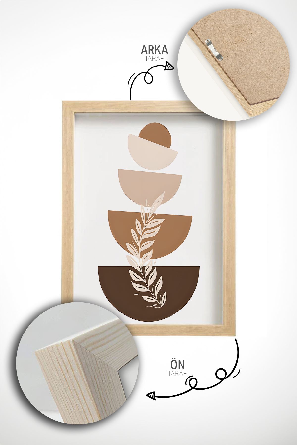 Quadro Decorativo Emoldurado Multicolor em Madeira Maciça - 3 Peças 33x48cm