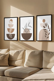 Quadro Decorativo Emoldurado Multicolor - 3 Peças em Madeira Maciça 33x48cm