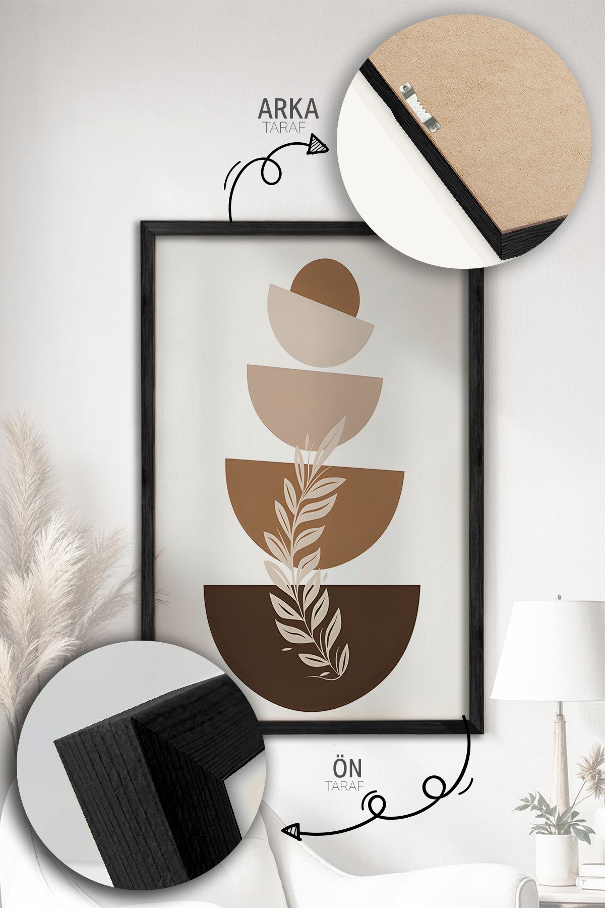 Quadro Decorativo Emoldurado Multicolor - 3 Peças em Madeira Maciça 33x48cm