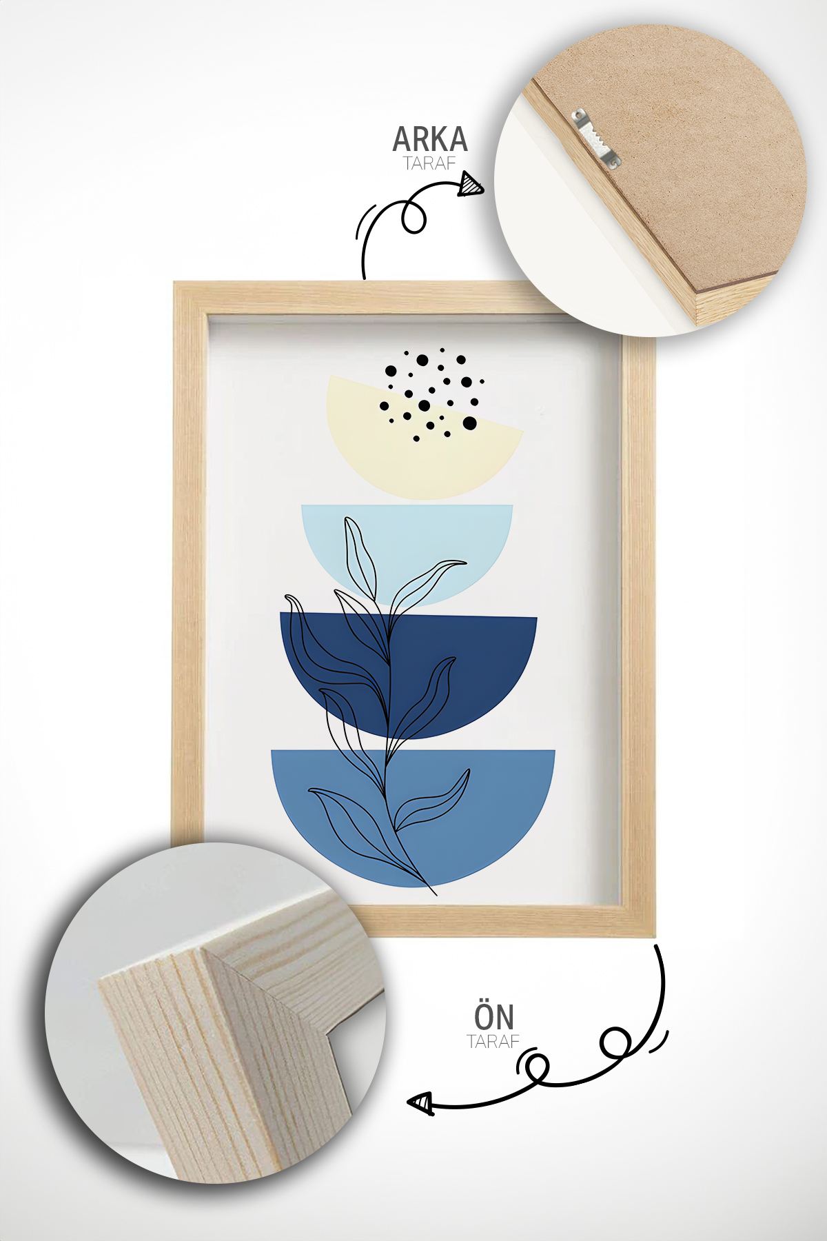 Quadro Decorativo Emoldurado Multicolor em Madeira Maciça - 3 Peças 33x48cm