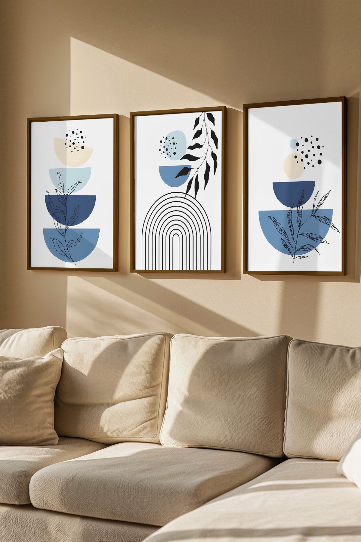 Quadro Decorativo Emoldurado Multicolor em Madeira Maciça - 3 Peças 33x48cm