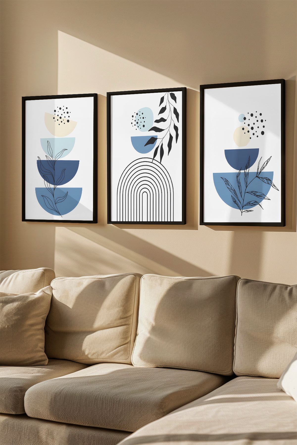 Quadro Decorativo Emoldurado Multicolor - 3 Peças em Madeira Maciça 33x48cm