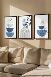 Quadro Decorativo Emoldurado Multicolor - 3 Peças em Madeira Maciça 33x48cm