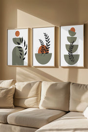 Quadro Decorativo Emoldurado em Madeira Maciça - Arte Multicolor 3 Peças 33x48cm