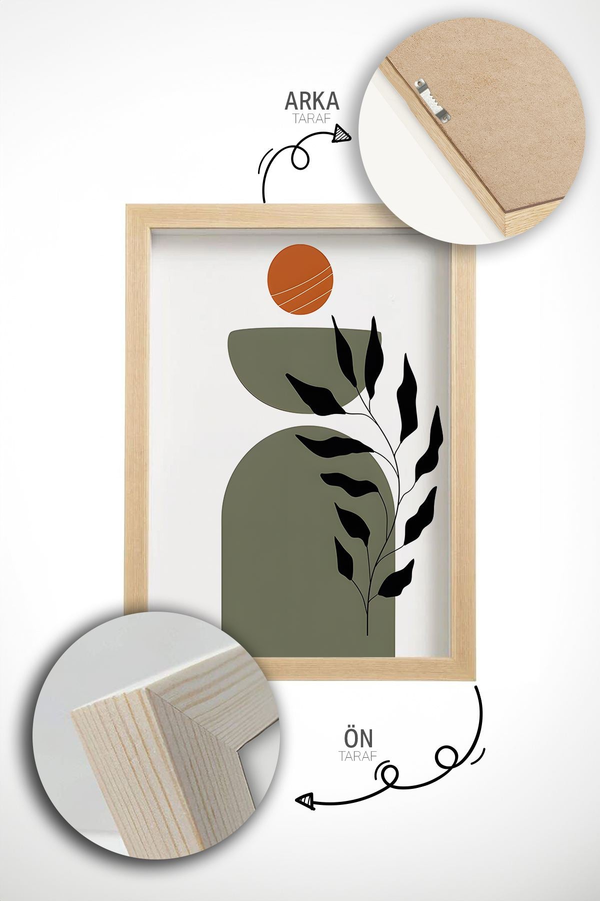 Quadro Decorativo Emoldurado em Madeira Maciça - Arte Multicolor 3 Peças 33x48cm