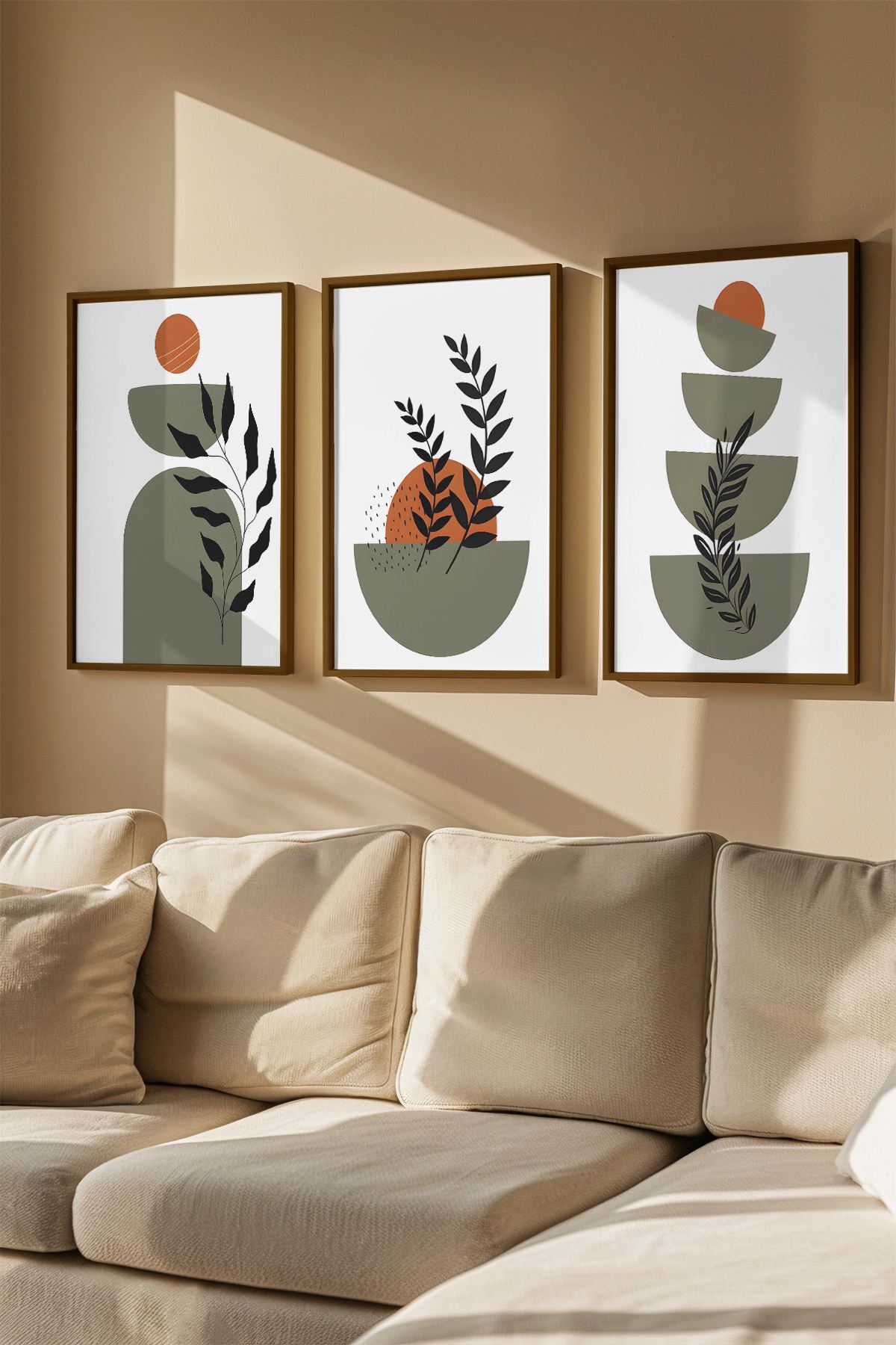 Quadro Decorativo Emoldurado Multicolor em Madeira Maciça - 3 Peças 33x48cm