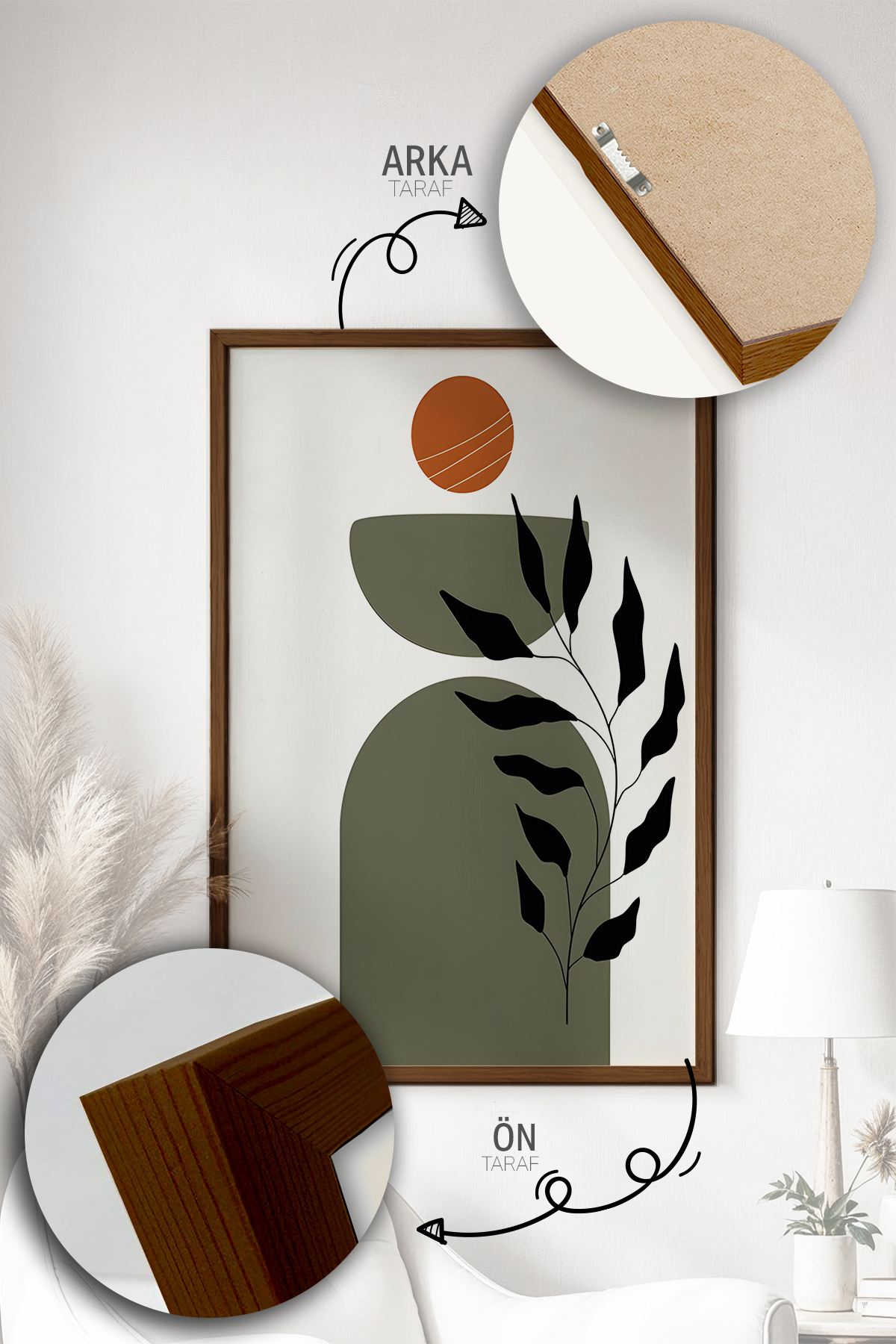 Quadro Decorativo Emoldurado Multicolor em Madeira Maciça - 3 Peças 33x48cm