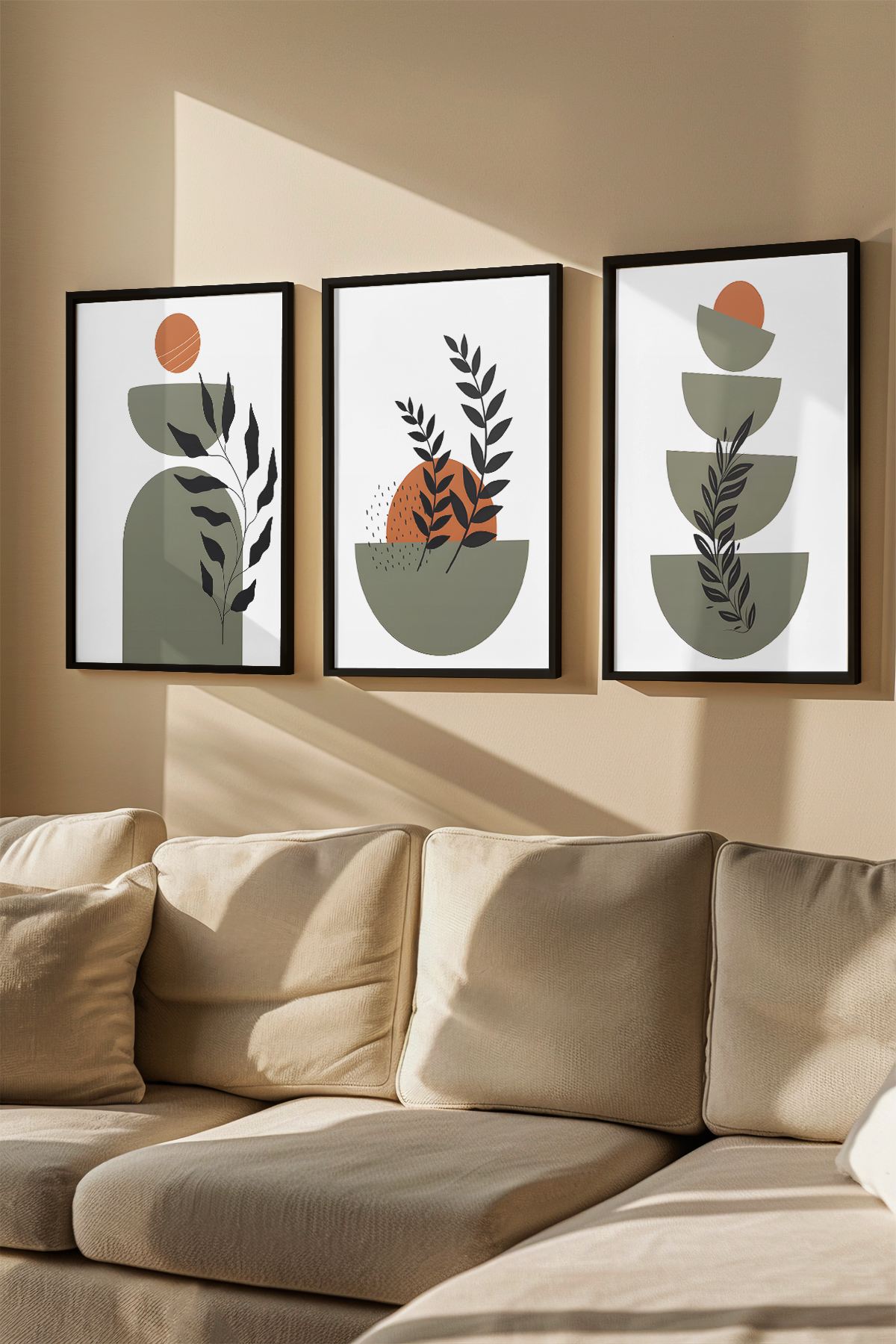 Quadro Decorativo Emoldurado Multicolor - 3 Peças em Madeira Maciça 33x48cm