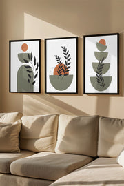 Quadro Decorativo Emoldurado Multicolor - 3 Peças em Madeira Maciça 33x48cm