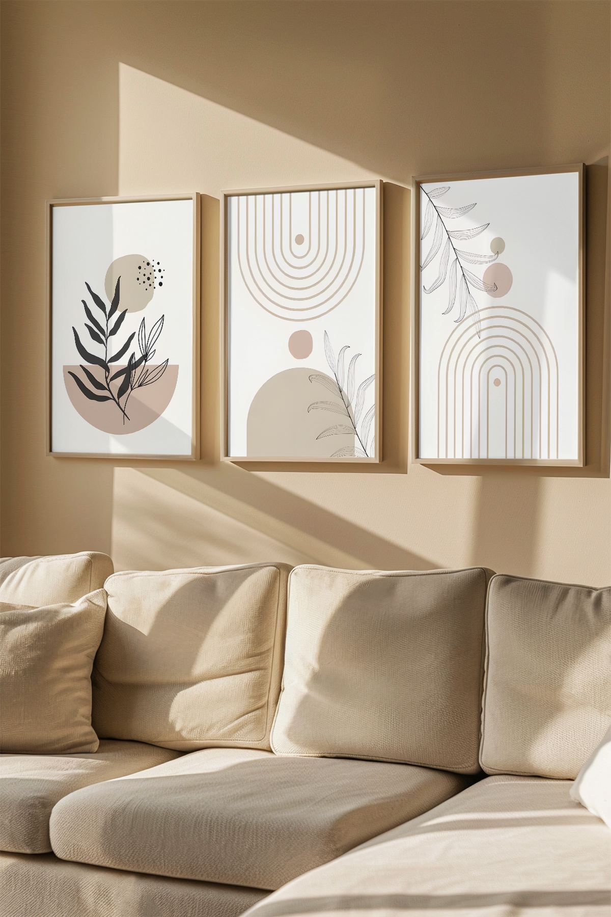 Quadro Decorativo Emoldurado Multicolor em Madeira Maciça - 3 Peças 33x48cm