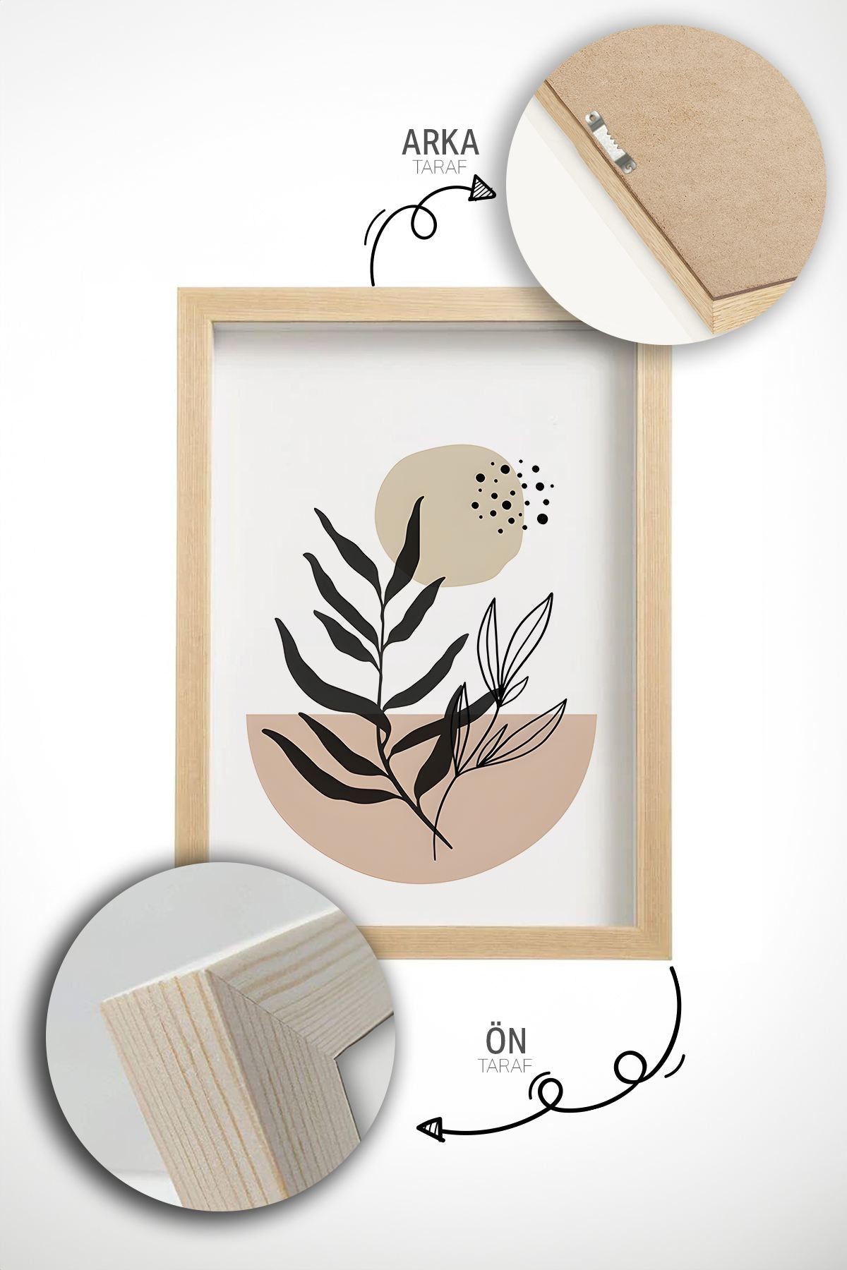 Quadro Decorativo Emoldurado Multicolor em Madeira Maciça - 3 Peças 33x48cm