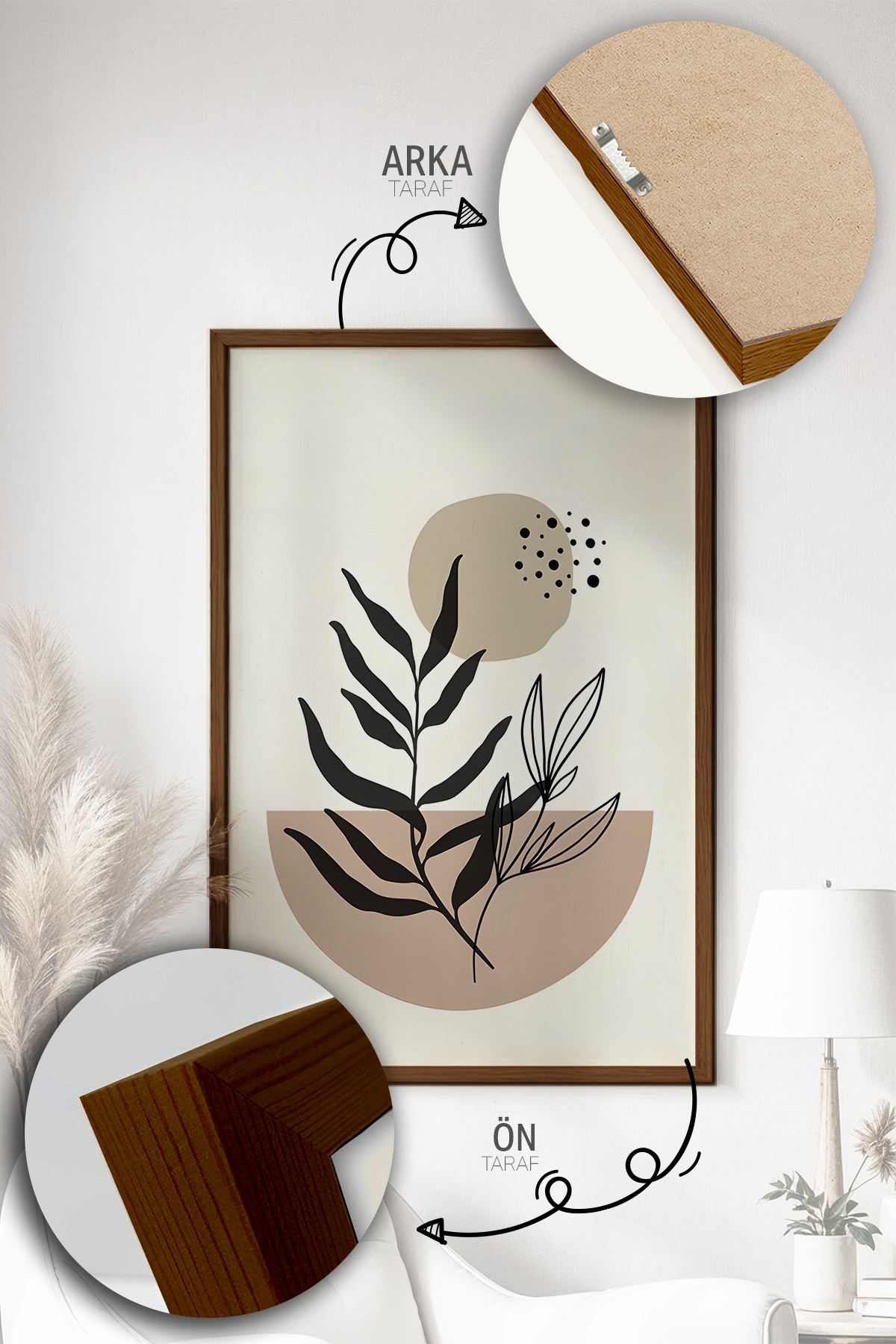 Quadro Decorativo Emoldurado Multicolor - 3 Peças em Madeira Maciça 33x48cm