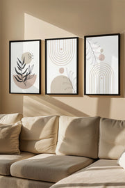 Quadro Decorativo Emoldurado Multicolor - 3 Peças em Madeira Maciça 33x48cm