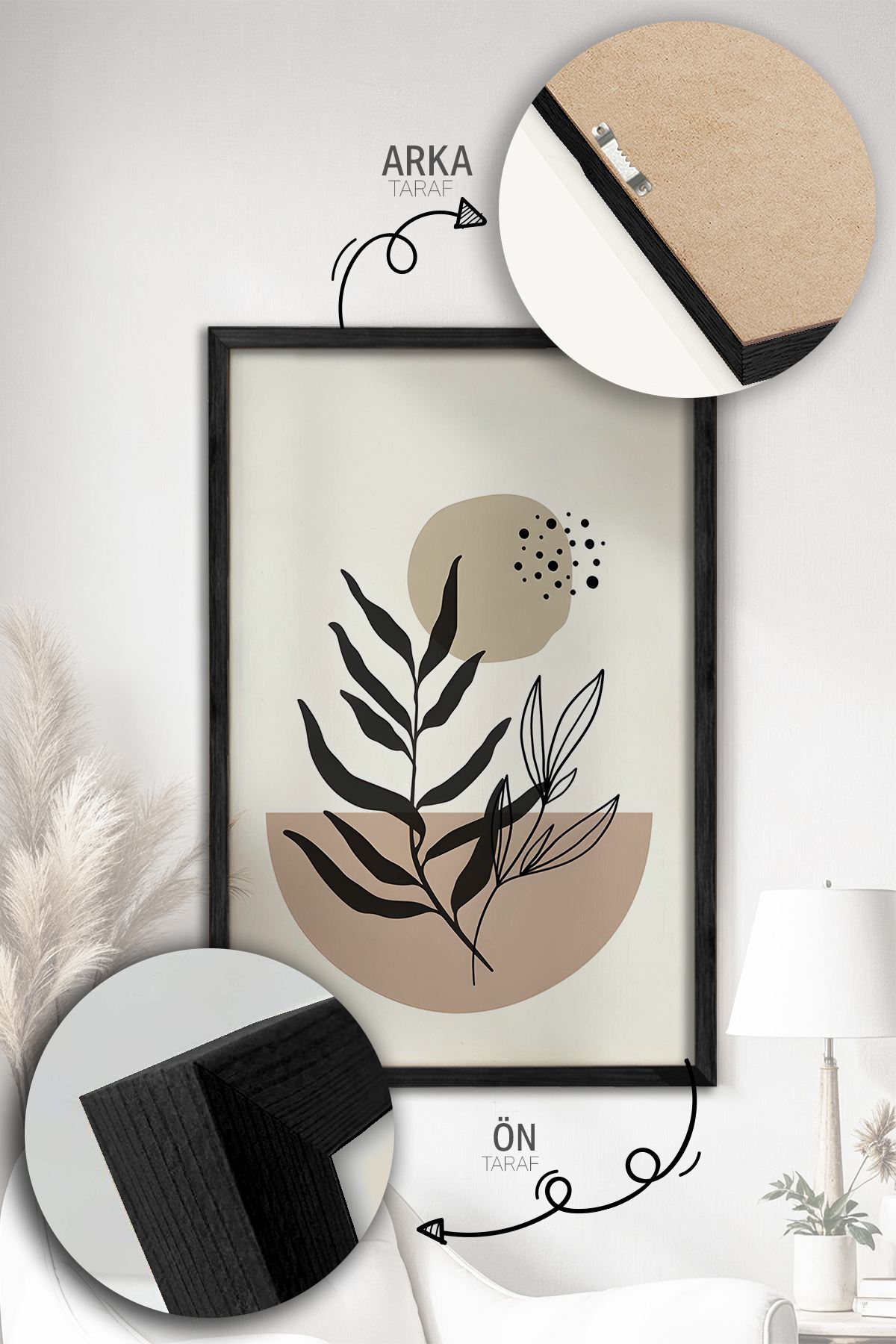 Quadro Decorativo Emoldurado Multicolor - 3 Peças em Madeira Maciça 33x48cm