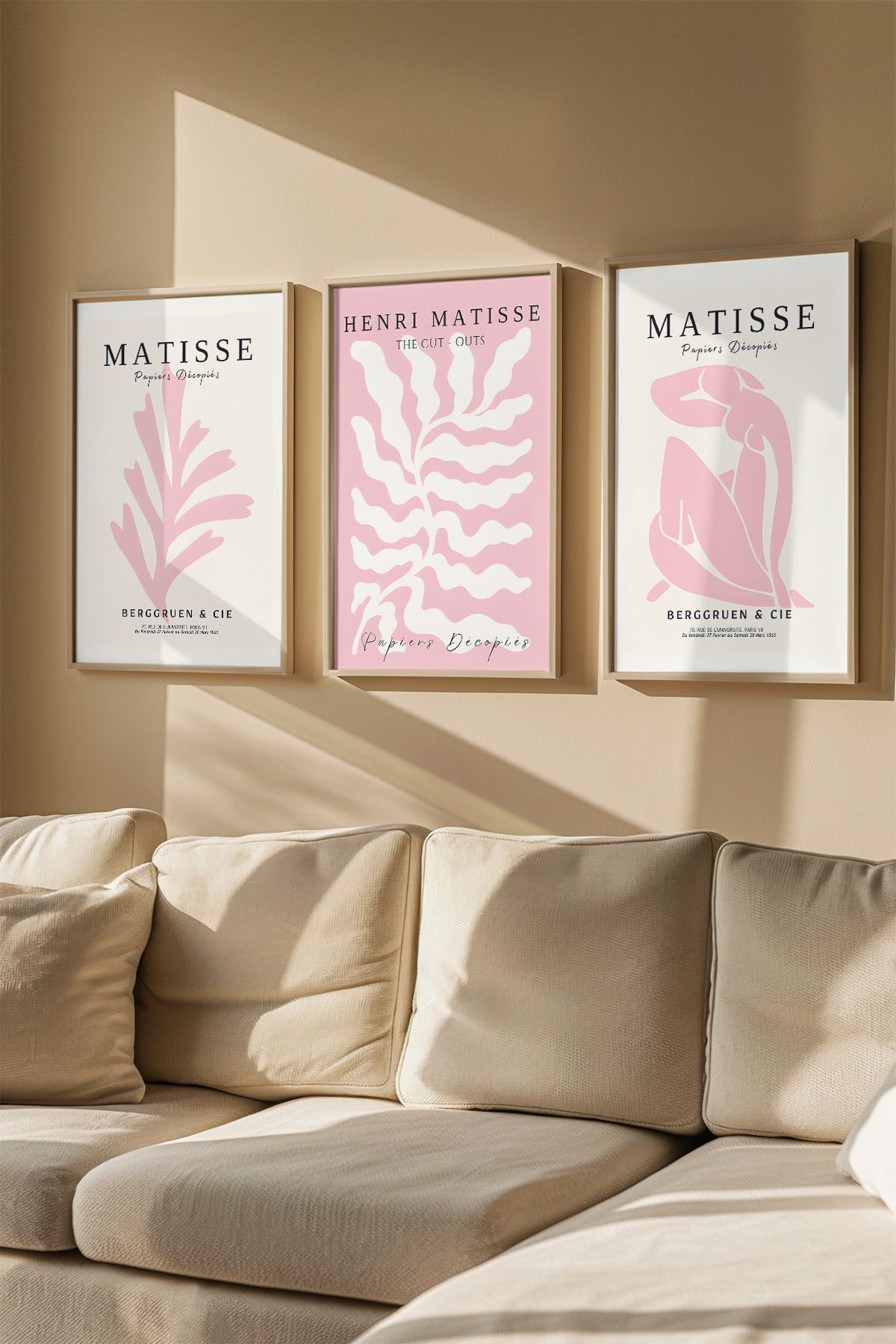 Quadro Decorativo Emoldurado em Madeira Maciça - Arte Multicolor 3 Peças 33x48cm