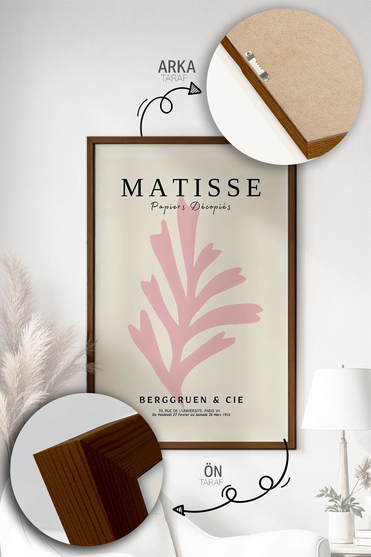 Quadro Decorativo Emoldurado Multicolor 3 Peças - Madeira Maciça 33x48cm Arte Moderna para Parede