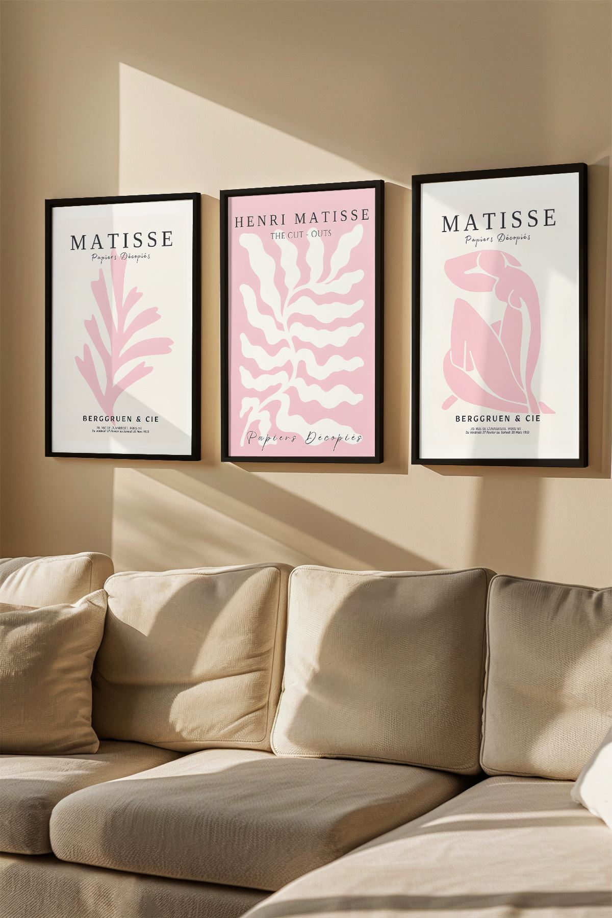 Quadro Decorativo Emoldurado Multicolor - 3 Peças em Madeira Maciça 33x48cm