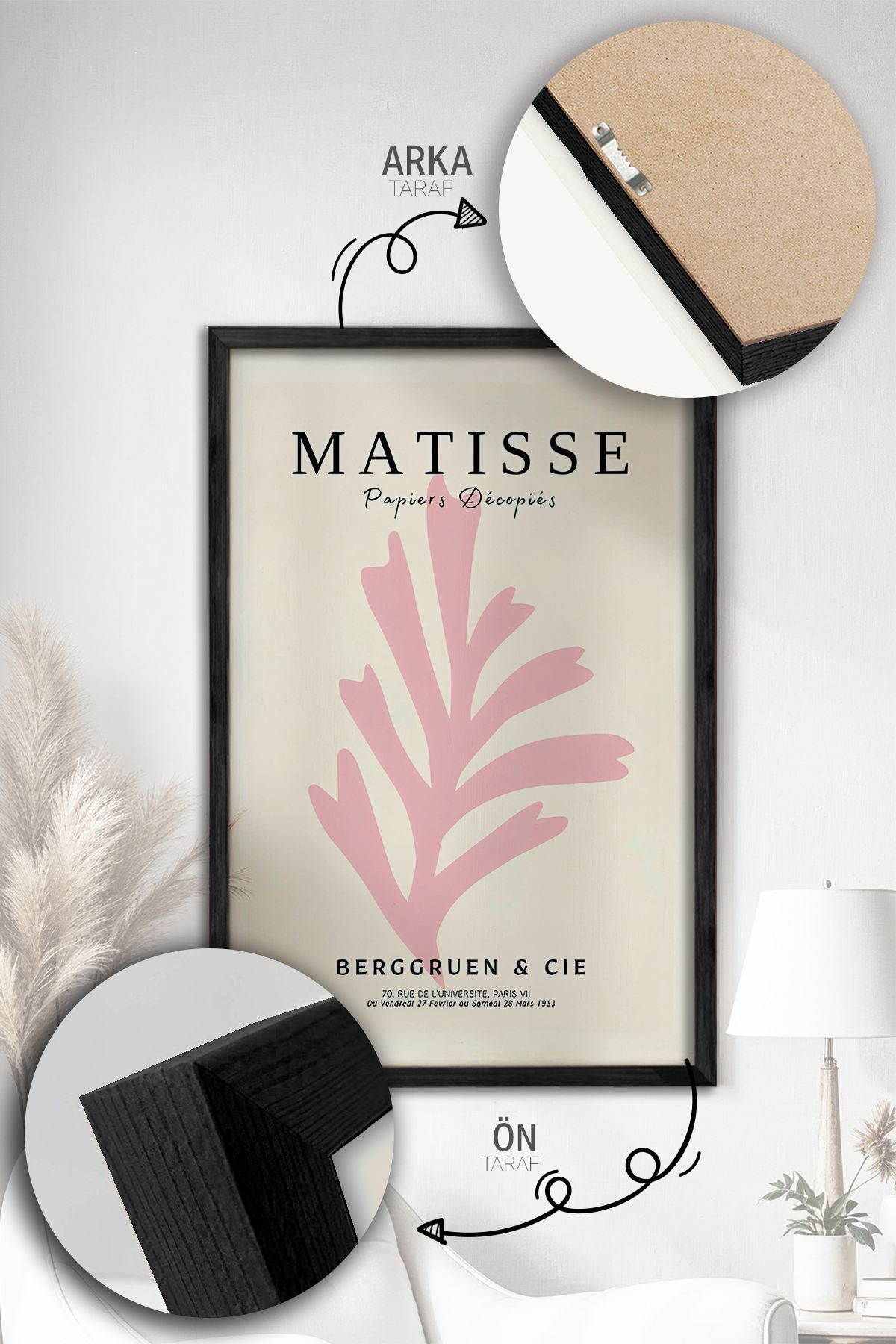 Quadro Decorativo Emoldurado Multicolor - 3 Peças em Madeira Maciça 33x48cm