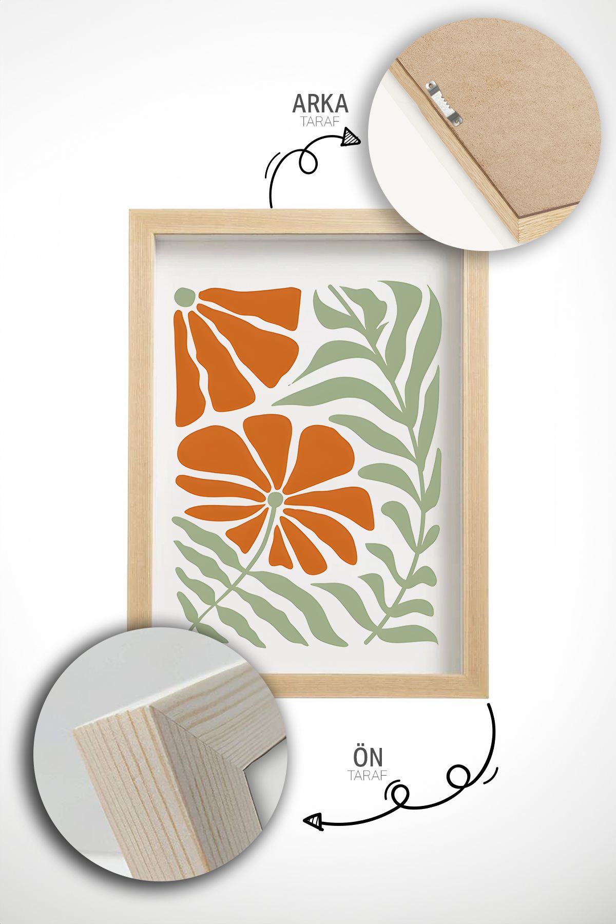 Quadro Decorativo Emoldurado Multicolor em Madeira Maciça - 3 Peças 33x48cm