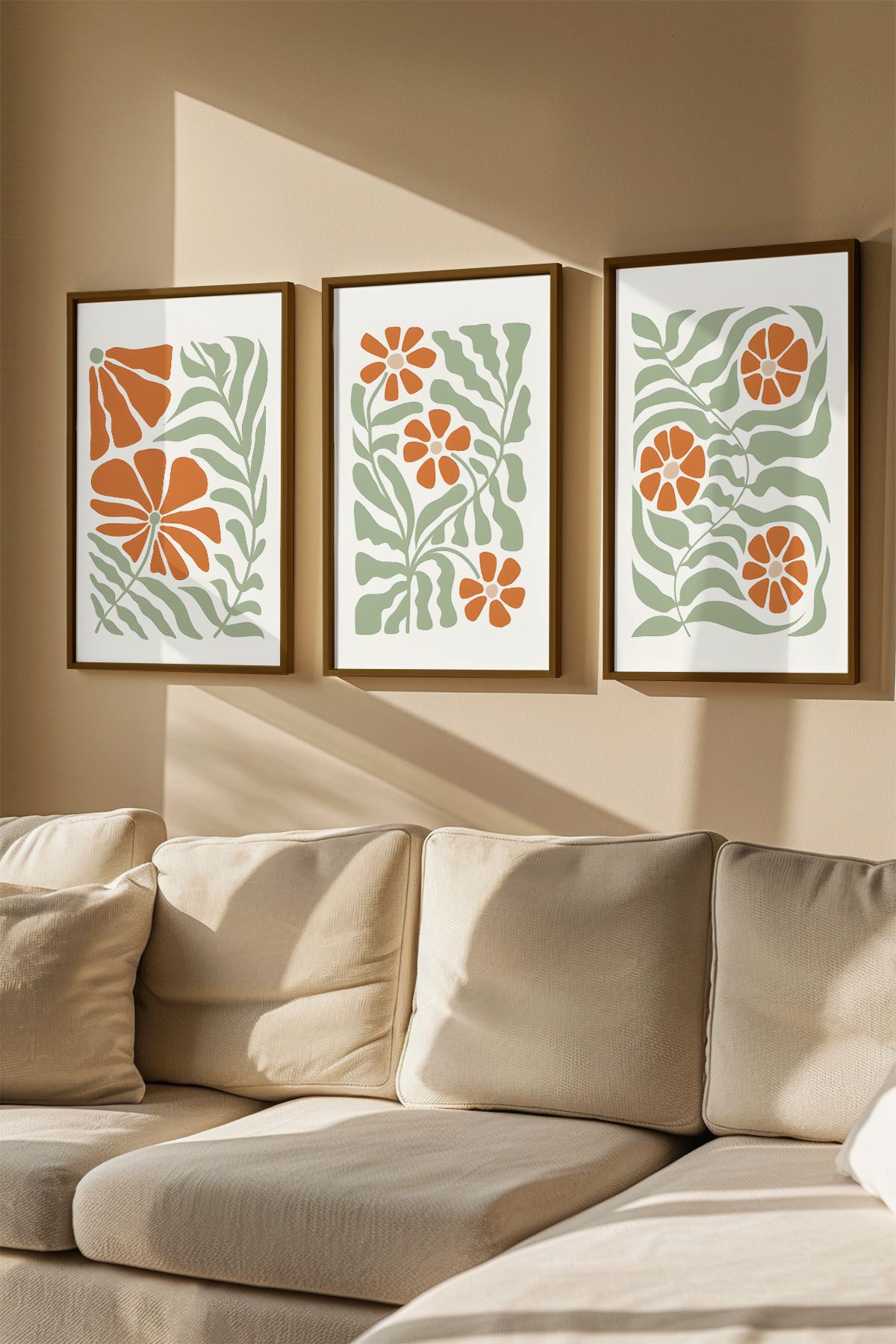 Quadro Decorativo Emoldurado Multicolor em Madeira Maciça - 3 Peças 33x48cm