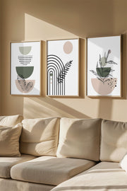 Quadro Decorativo Emoldurado Multicolor em Madeira Maciça - 3 Peças 33x48cm