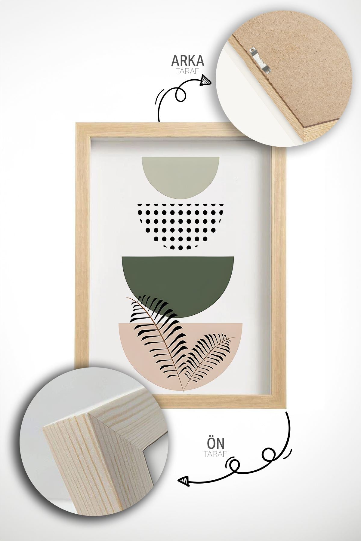 Quadro Decorativo Emoldurado Multicolor em Madeira Maciça - 3 Peças 33x48cm