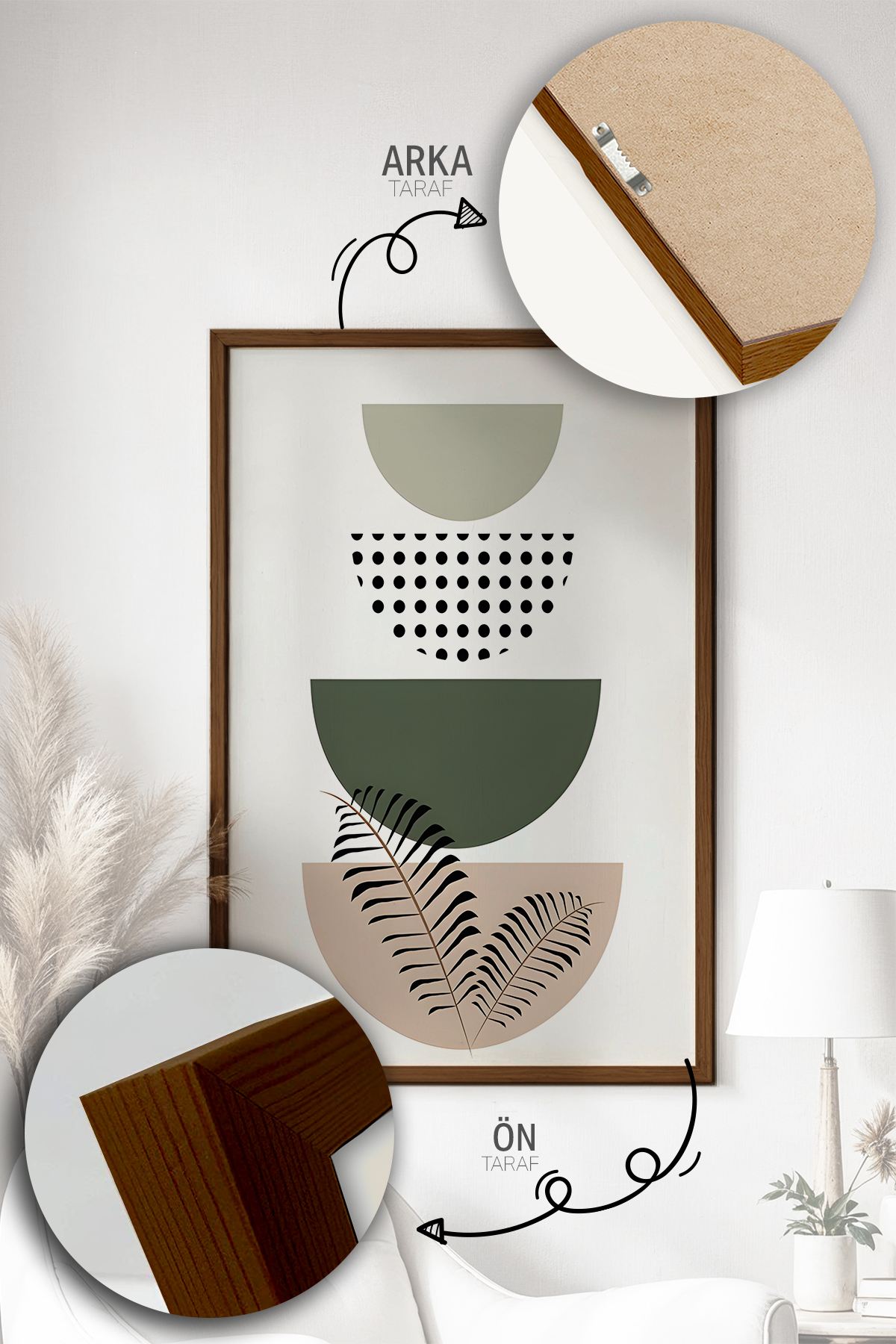 Quadro Decorativo Emoldurado Multicolor em Madeira Maciça - 3 Peças 33x48cm