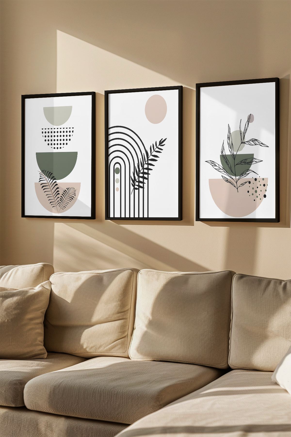 Quadro Decorativo Emoldurado Multicolor - 3 Peças em Madeira Maciça 33x48cm