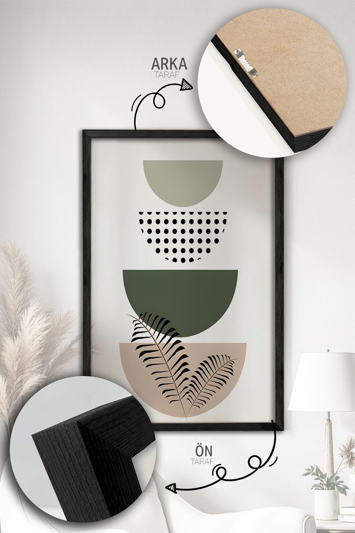 Quadro Decorativo Emoldurado Multicolor - 3 Peças em Madeira Maciça 33x48cm